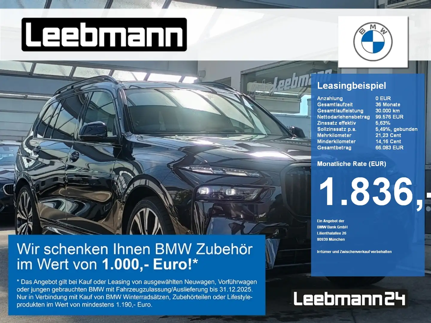BMW X7 xDrive40d M-Sportpaket-Pro 23-Zoll/AHK/StHz/HK Schwarz - 1