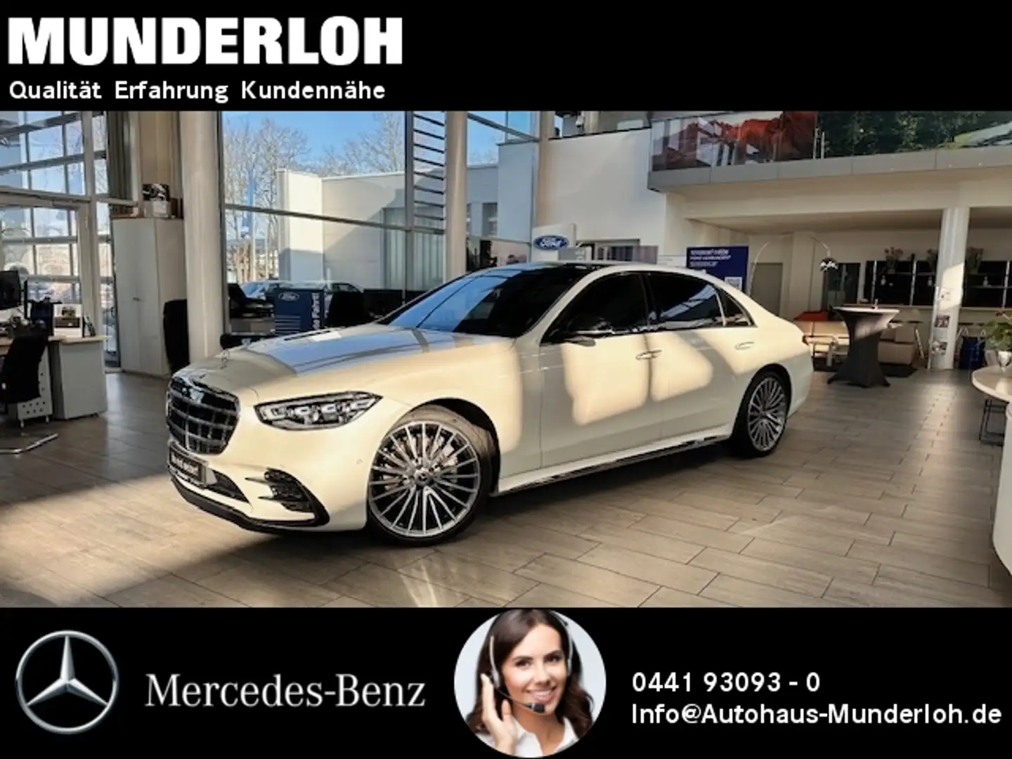 Mercedes-Benz S 400 d 4MATIC Limousine lang AMG LINE+PANORAMA Білий - 1