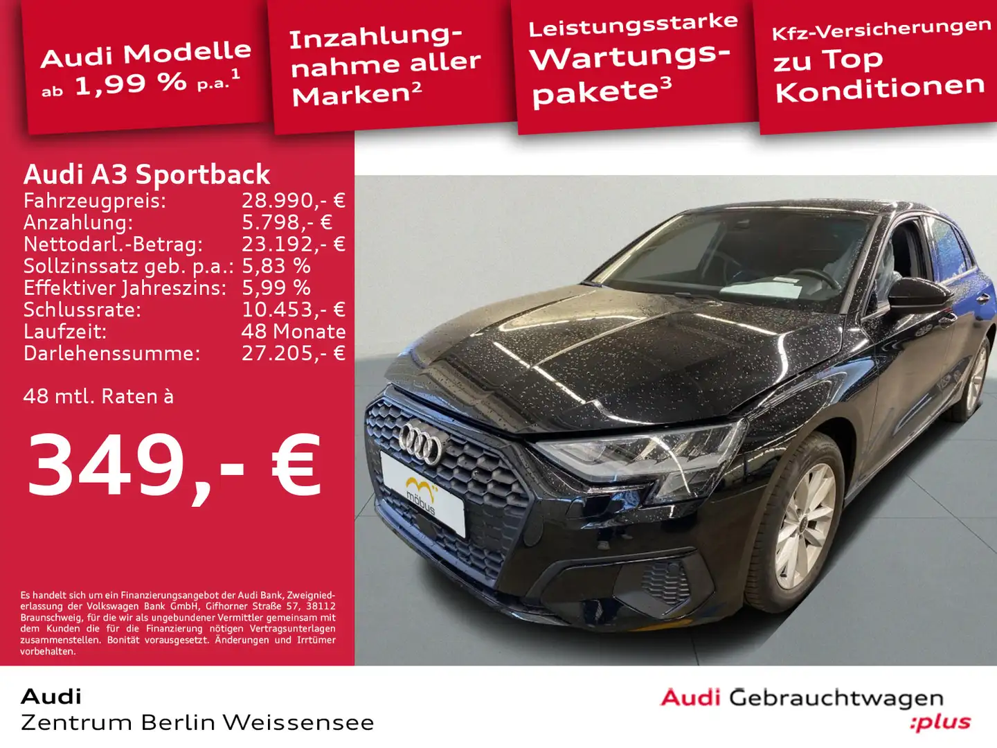 Audi A3 35 TFSI S-TRO*LED*GRA*RFK*NAVI*SHZ* Schwarz - 1