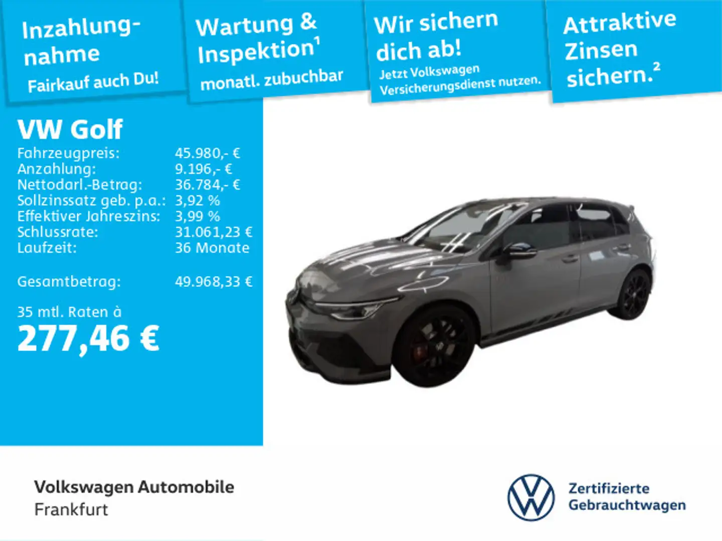 Volkswagen Golf GTI Golf VIII 2.0 TSI DSG GTI Clubsport Akrapovic Pa Grau - 1