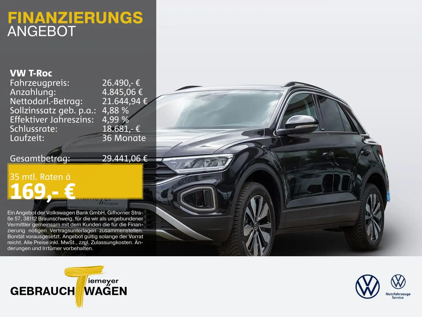 Volkswagen T-Roc 1.5 TSI MOVE Life GanzJR NAVI LED SIHZG RF Schwarz - 1