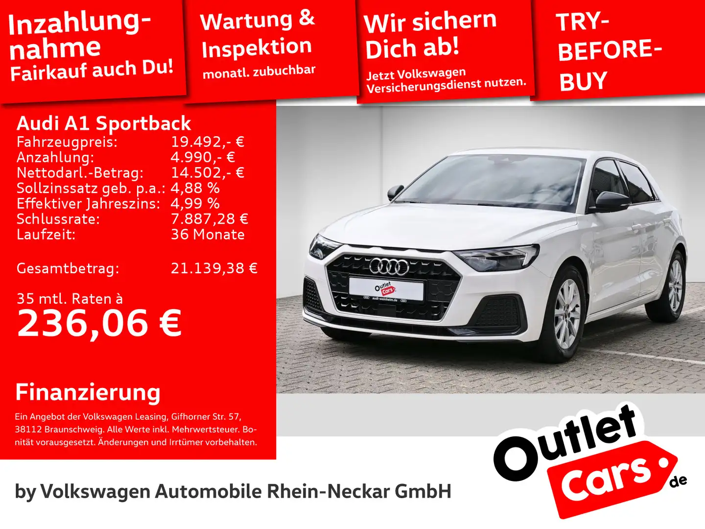 Audi A1 30 TFSI LED Black Paket Navi Klima Weiß - 1