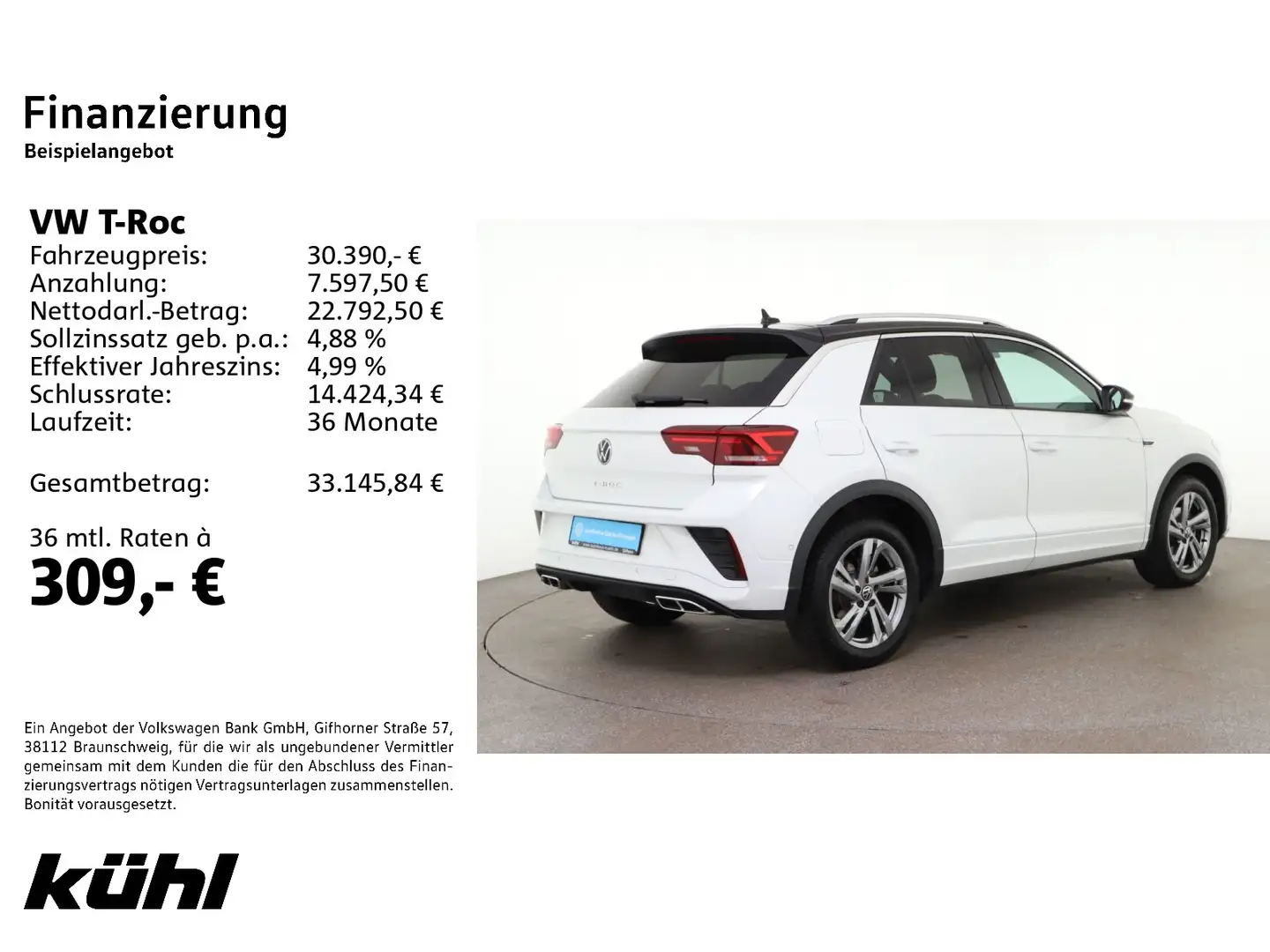 Volkswagen T-Roc 1.5 TSI DSG R-Line AHK/Kamera/Navi/LED+/Pa Weiß - 2