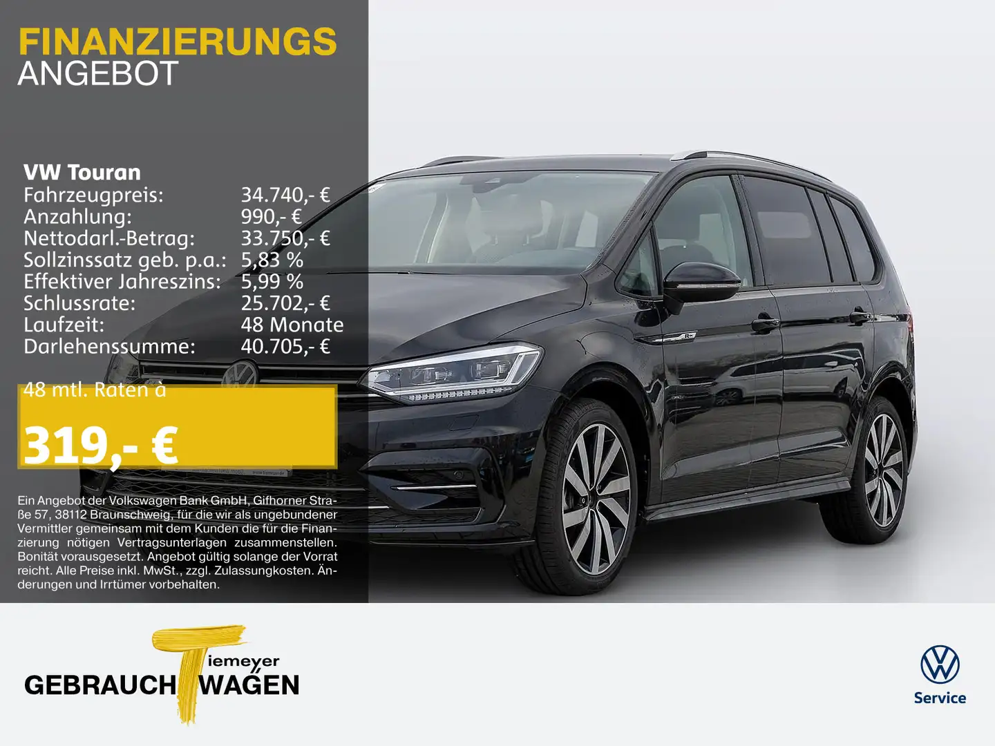 Volkswagen Touran 1.5 TSI DSG R-LINE 7SITZE IQ.LIGHT LM18 A Schwarz - 1