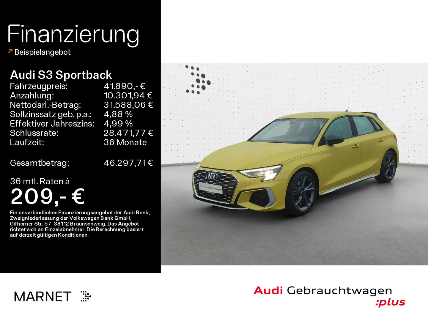 Audi S3 TFSI*Navi*Matrix*Alu*B&O*PDC*Carbon Gelb - 1