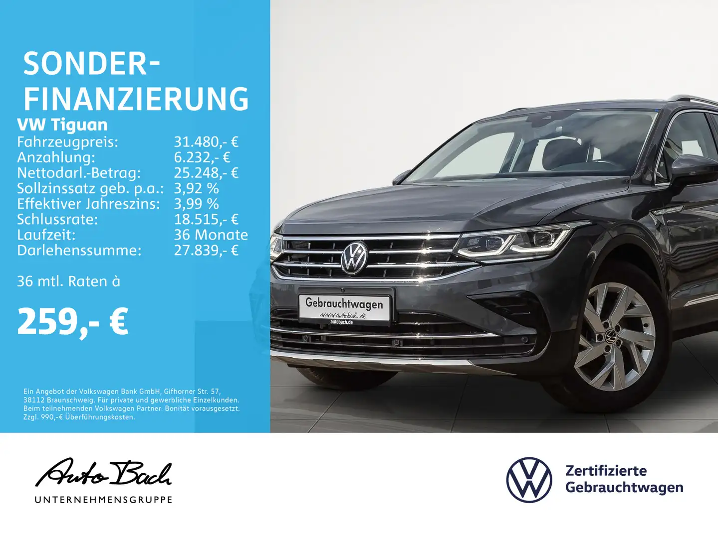 Volkswagen Tiguan 1.5 TSI "Elegance" DSG Navi LED Digital C Grau - 1