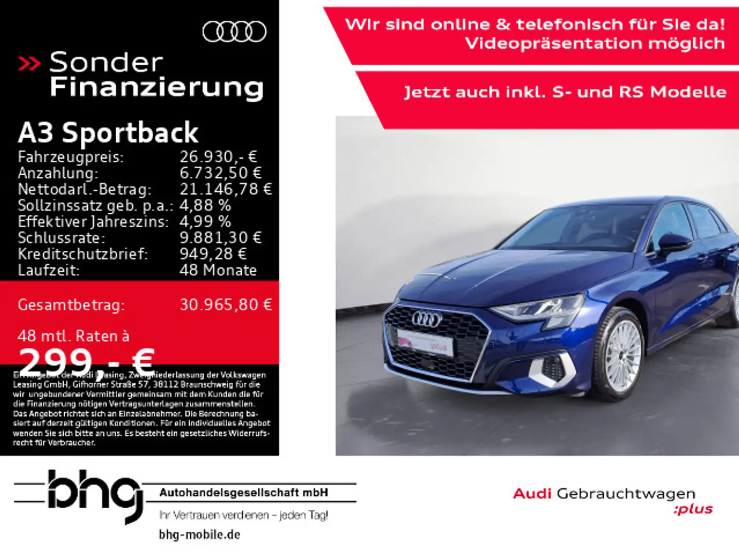 Audi A3 35 TFSI advanced Infotainment GRA Bleu - 1