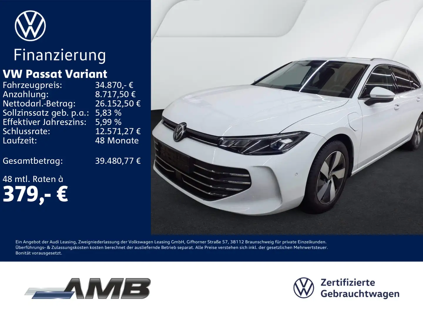 Volkswagen Passat Variant Business 1.5 eHybrid AHK/HuD/Navi Weiß - 1