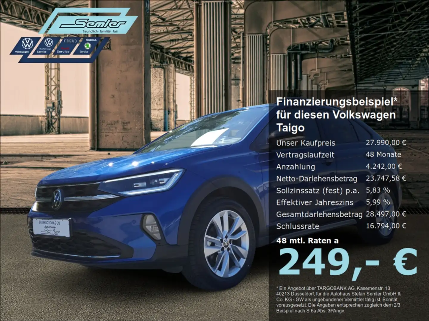 Volkswagen Taigo MOVE Life 1,5l TSI DSG MATRIX NAVI R-KAM Blau - 1