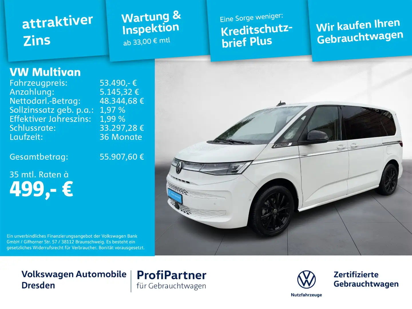 Volkswagen T7 Multivan T7 Multivan Style IQ-LED NAV AHZV ACC SIDE 18" Weiß - 1