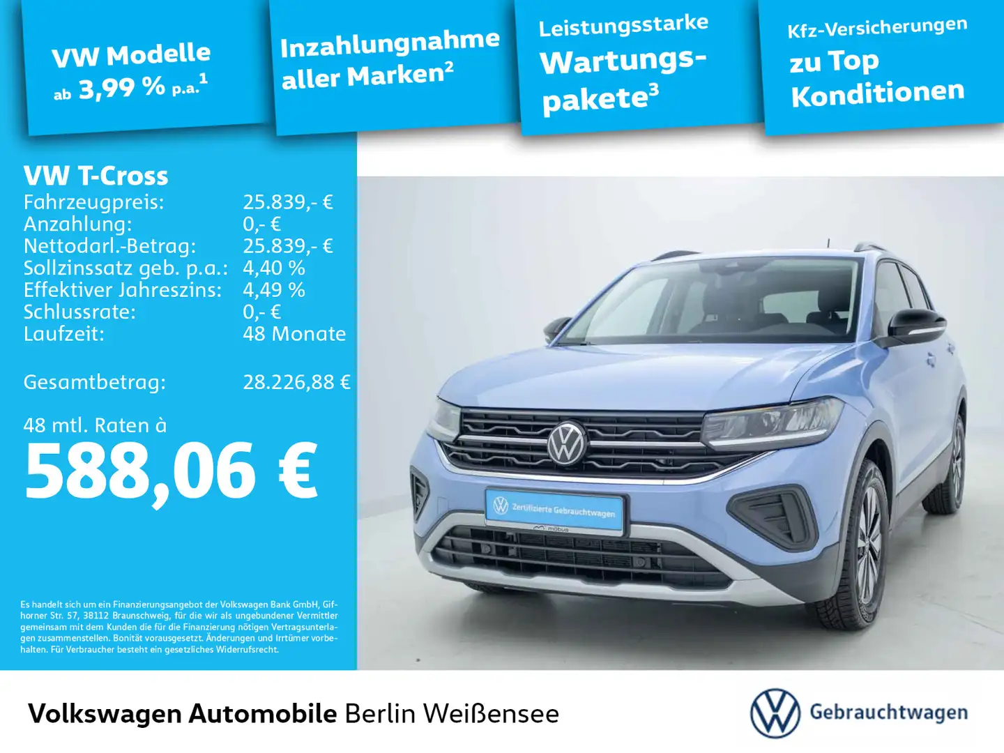 Volkswagen T-Cross 1.0 TSI Goal*DSG*PDC*AAC*SHZ*LANE*APP* Blau - 1