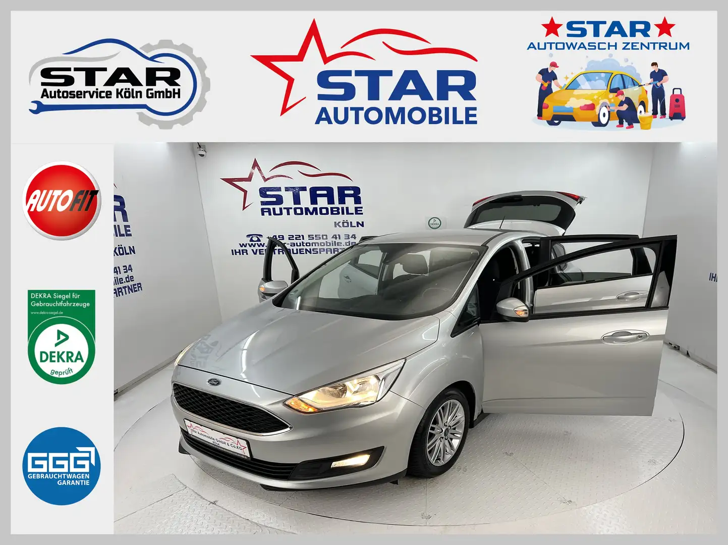 Ford C-Max Trend Start/Stopp*1,0-92KW*TEMP*AHK*Klimaautomatik Plateado - 1