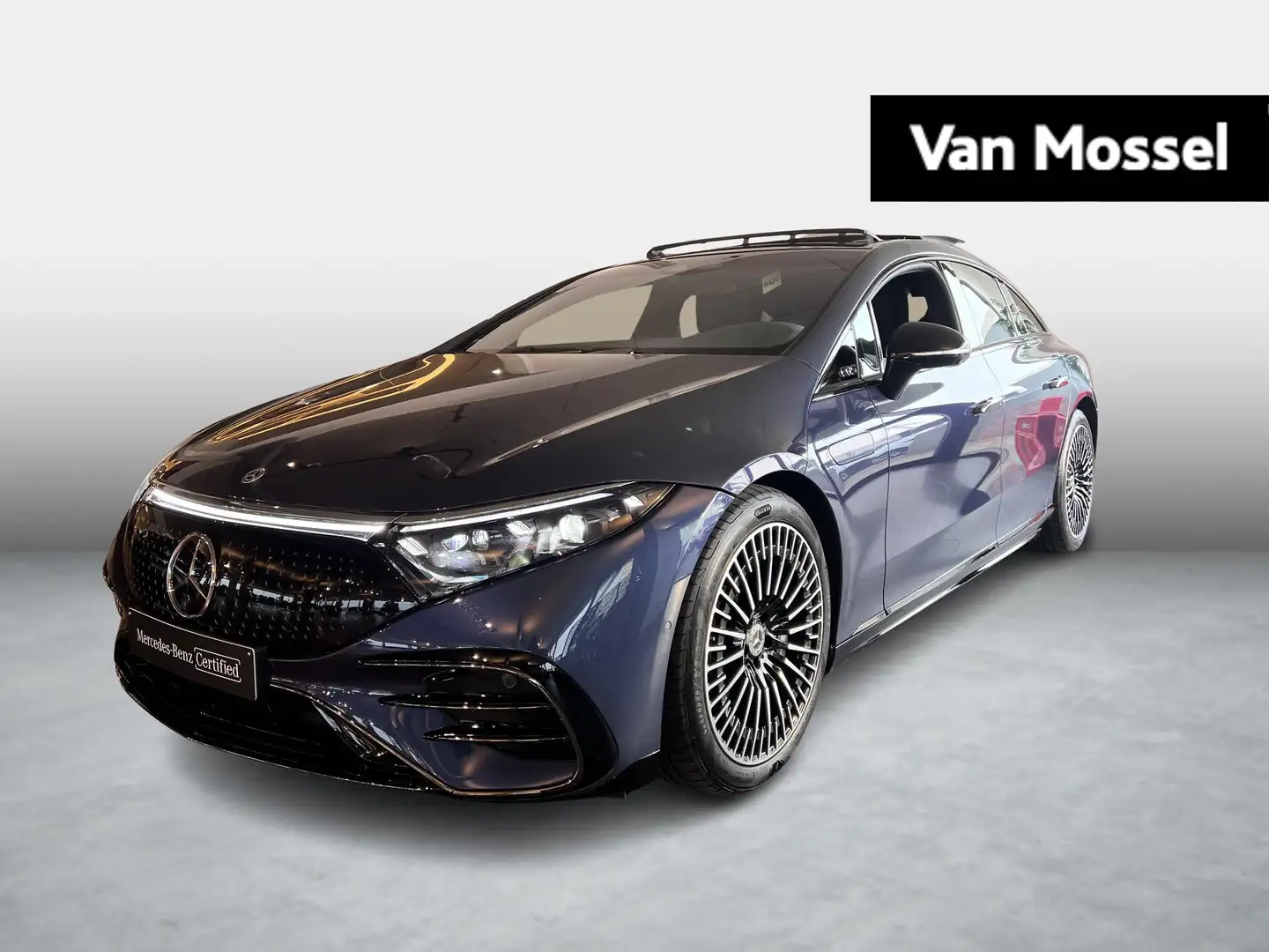 Mercedes-Benz EQS 580 4MATIC 108Kwh AMG Line +ACHTERAS STURING+DIGIT Blauw - 1