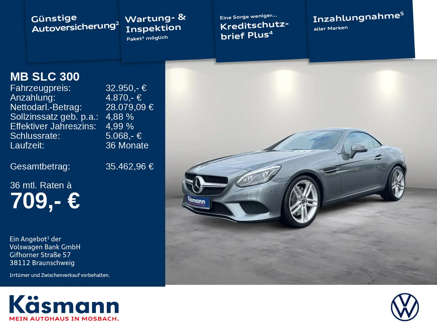 Mercedes-Benz SLC 300 LED KAM NAV AIRSCARF SPORT-PAKET SHZ Grau - 1