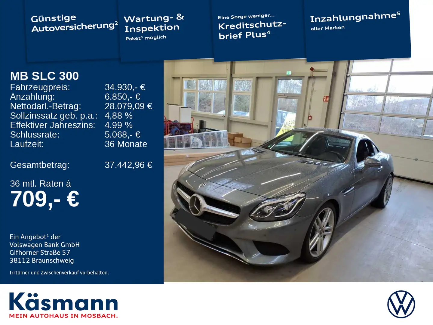 Mercedes-Benz SLC 300 LED KAM NAV AIRSCARF SPORT-PAKET SHZ Grau - 1
