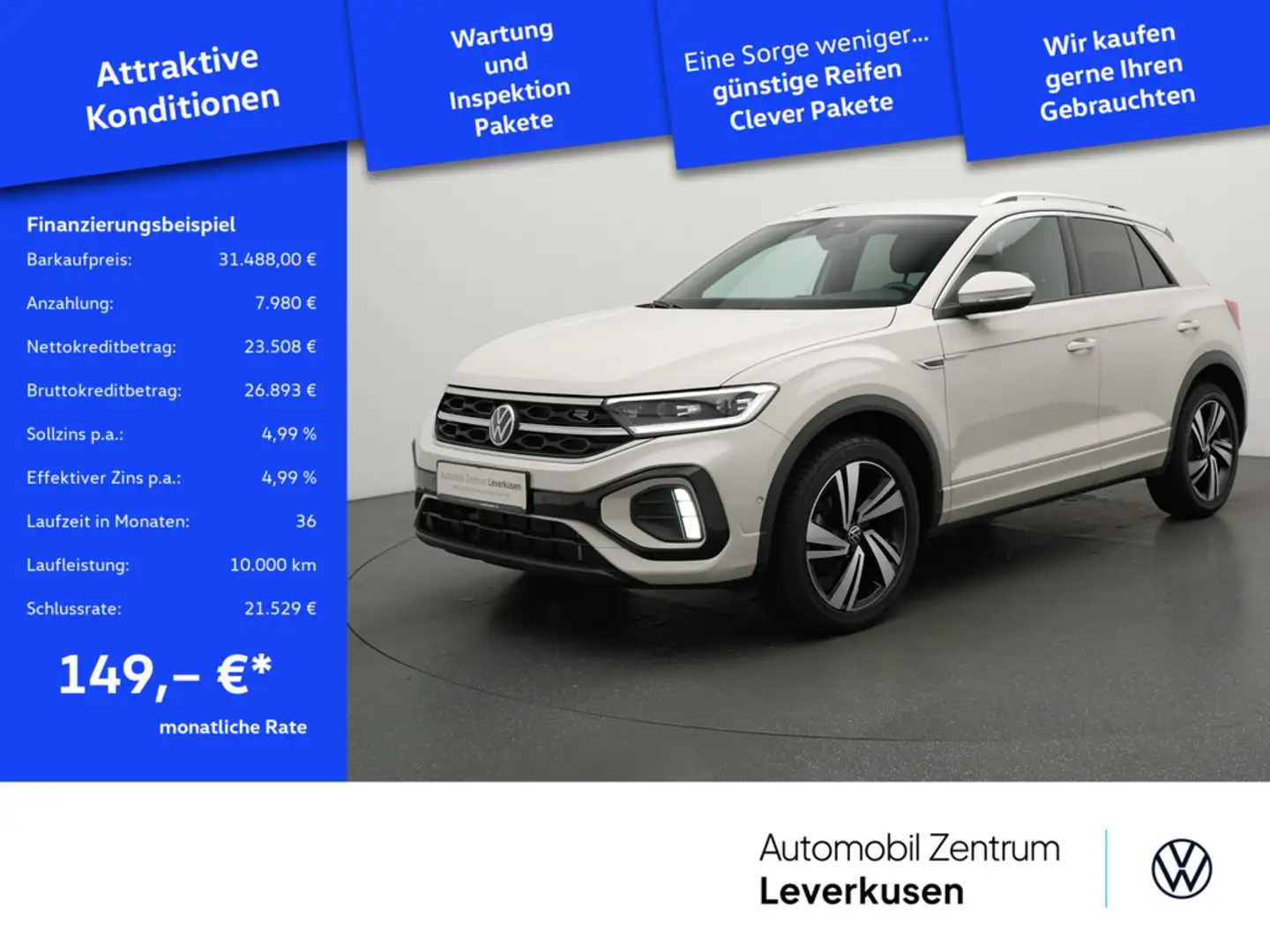 Volkswagen T-Roc R-Line DSG ACC AHK VIRT KAM CARPLAY SHZ Grau - 1