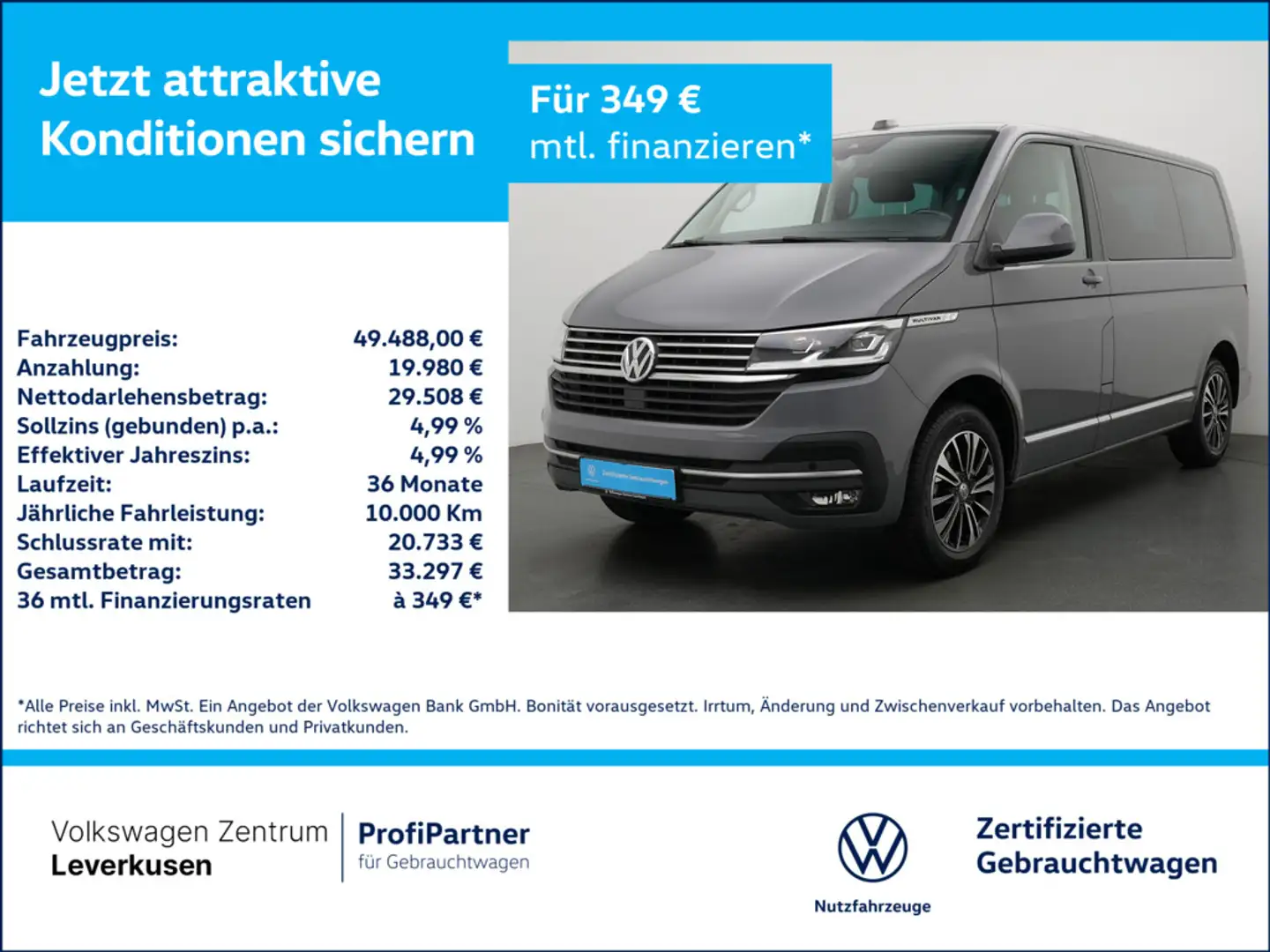 Volkswagen T6.1 Multivan Generation Six DSG 7-SITZER AHK Grau - 1