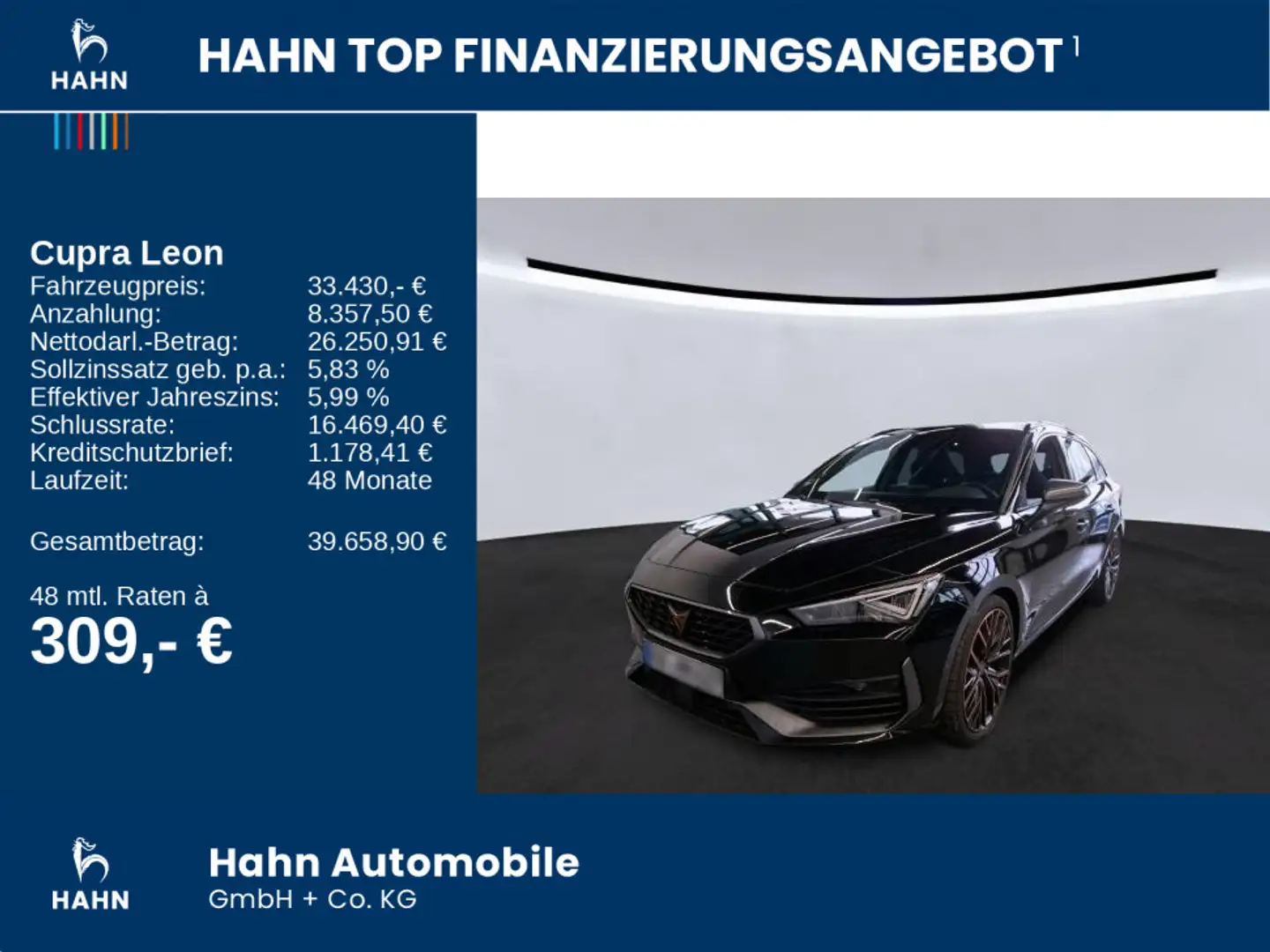 CUPRA Leon Sportstourer 2.0TSI DSG 4Drive VZ Pano AHK Schwarz - 2