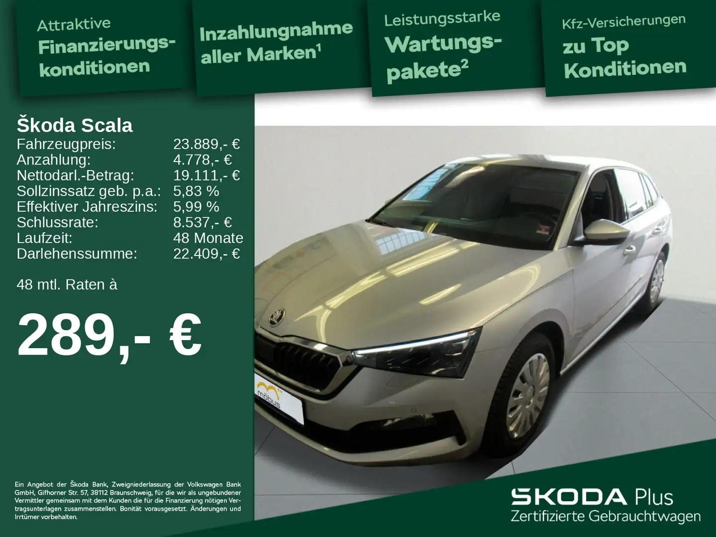 Skoda Scala 1.5 TSI DSG*STYLE*LED*ACC*VC*RFK* Silber - 1