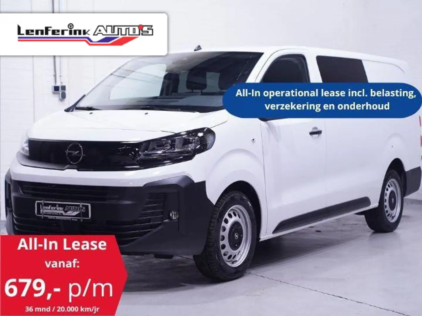 Opel Vivaro 120 pk Dubbel Cabine L3 ALL-IN Lease, Navi Cruise Blanco - 1