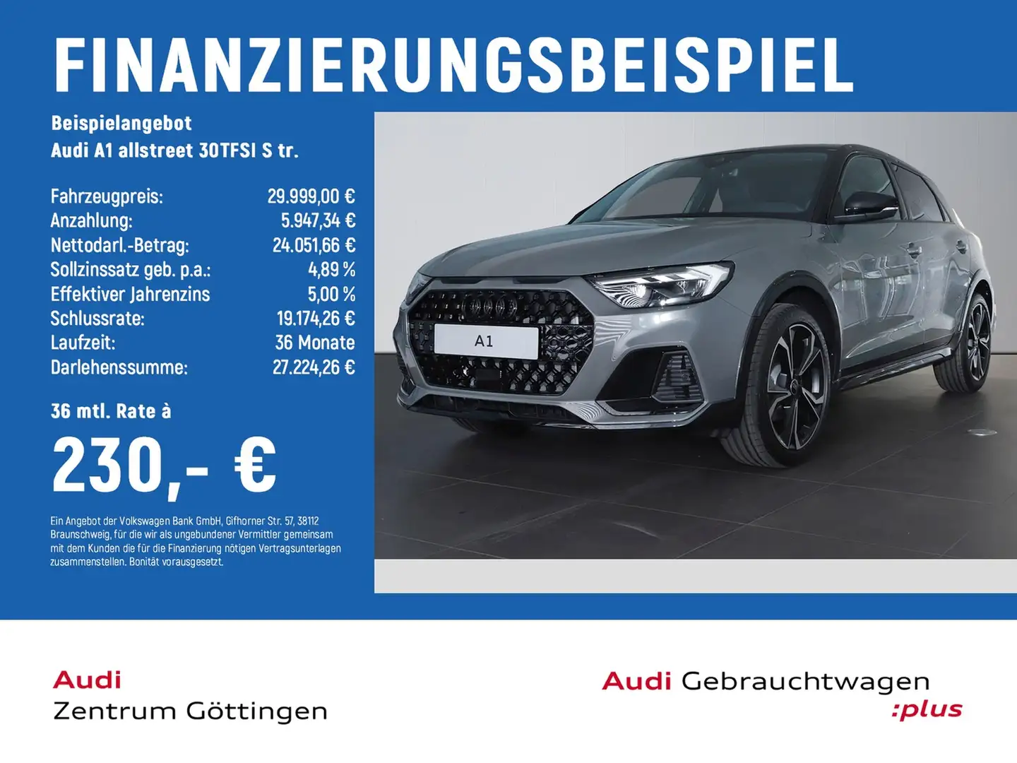 Audi A1 allstreet 30TFSI S tr. LED+INFOTAINMENT+OPTIK Grau - 2