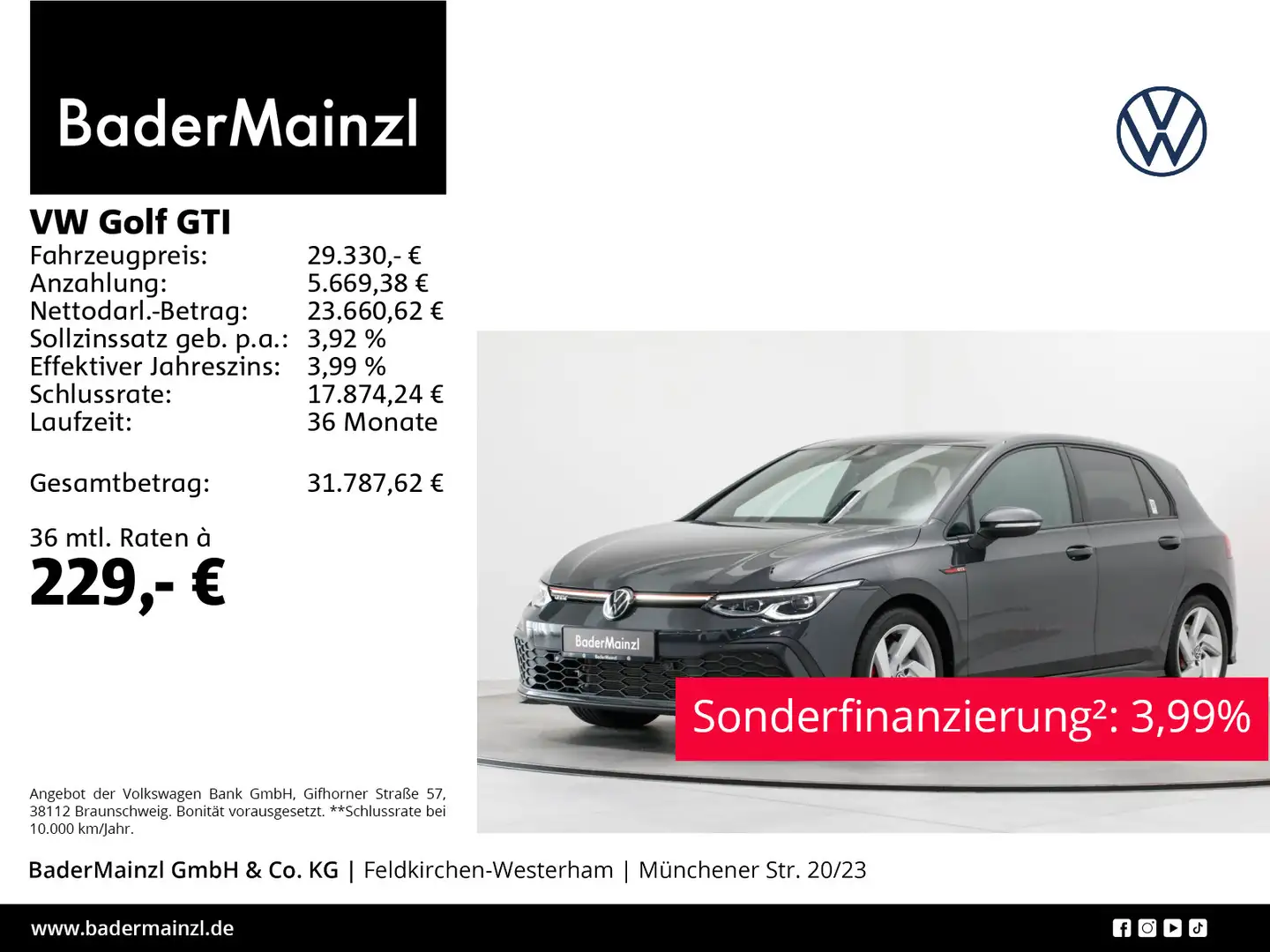 Volkswagen Golf GTI 2.0 TSI DSG Navi 2xPDC Carplay Virtual Grau - 1
