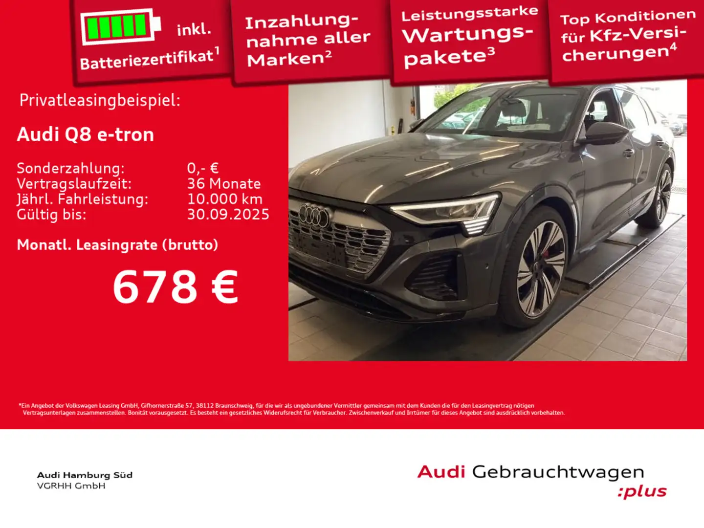 Audi Q8 e-tron 55 qu. 2xS LINE/LM22/MATRIX/HUD/MEMORY Grau - 1