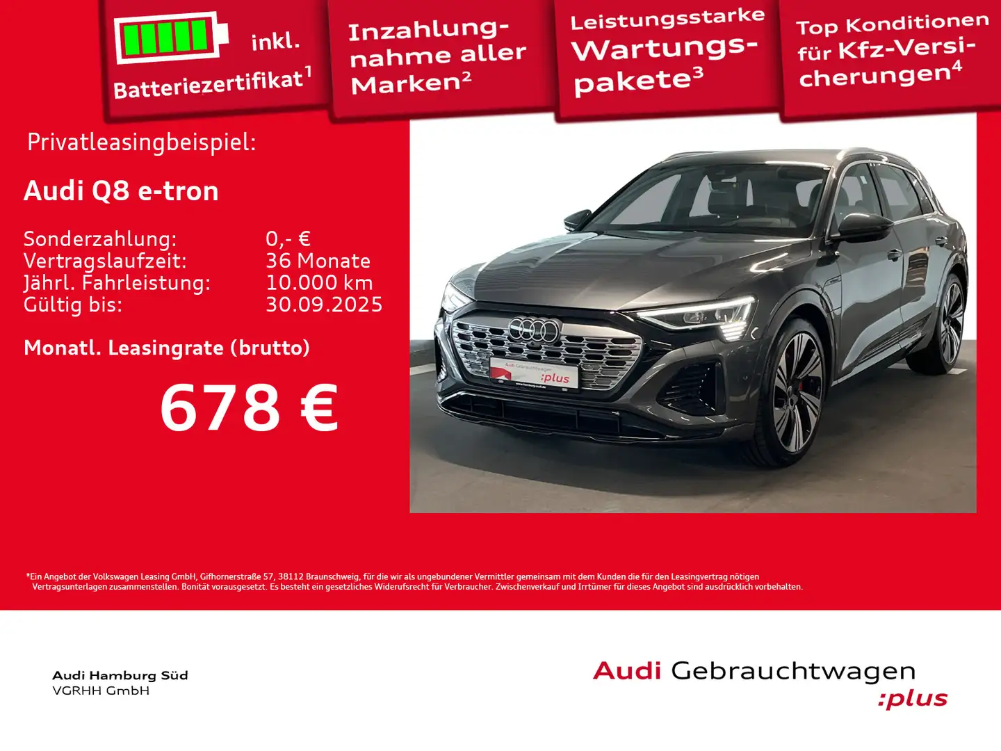 Audi Q8 e-tron 55 qu. 2xS LINE/LM22/MATRIX/HUD/MEMORY Grau - 1