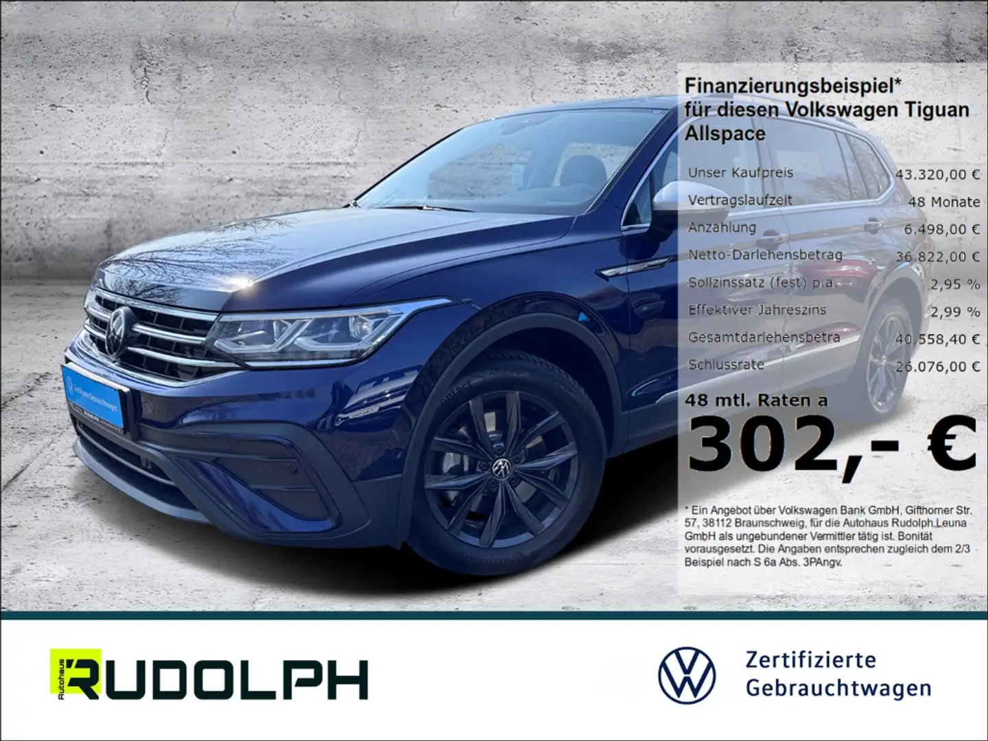 Volkswagen Tiguan Allspace Move 2.0 TDI 4Motion DSG LED Navi AHK SHZ ACC Fern Blau - 1
