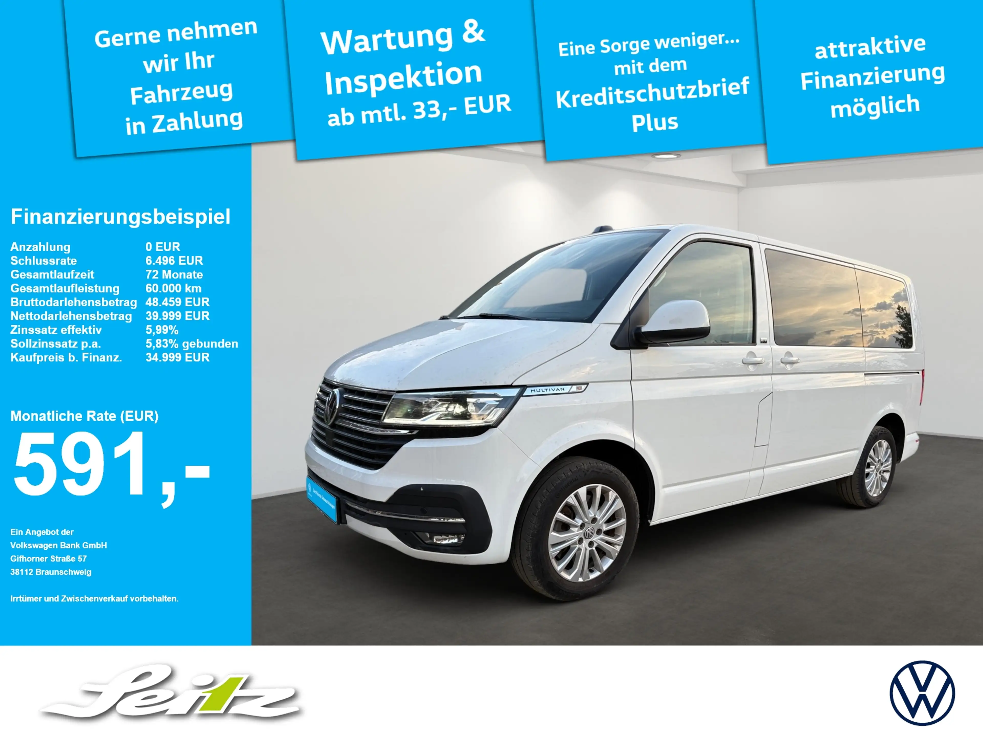 Volkswagen T6.1 Multivan 2.0 TDI DSG Generation Six 4MOTION AHK. LED. Rückf