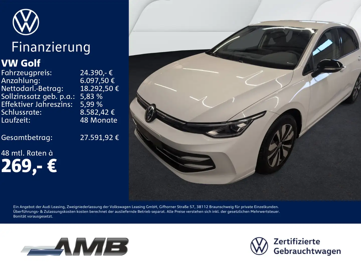 Volkswagen Golf Goal 1.5 TSI AHK/LED-Plus/Travel/Nav/Sitzhz Weiß - 1