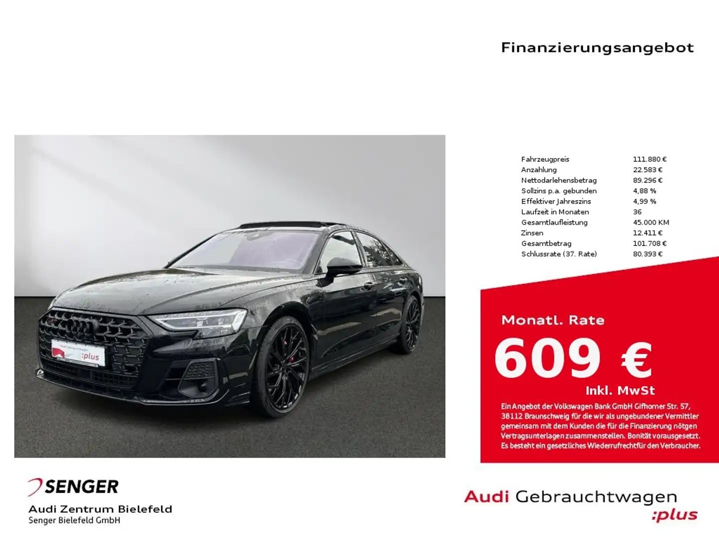 Audi S8 4.0 TFSI quattro Matrix B&O Digitalescockpit Noir - 1