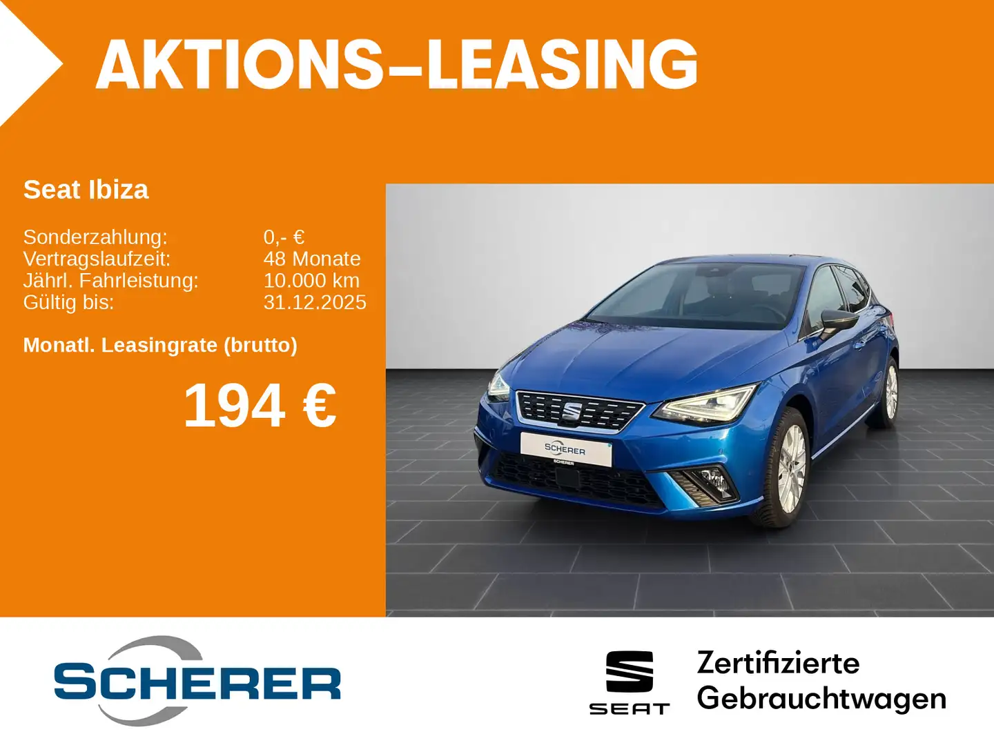 SEAT Ibiza 1.0 TSI DSG Xcellence Navi, LED, Winter-Pa Blau - 1