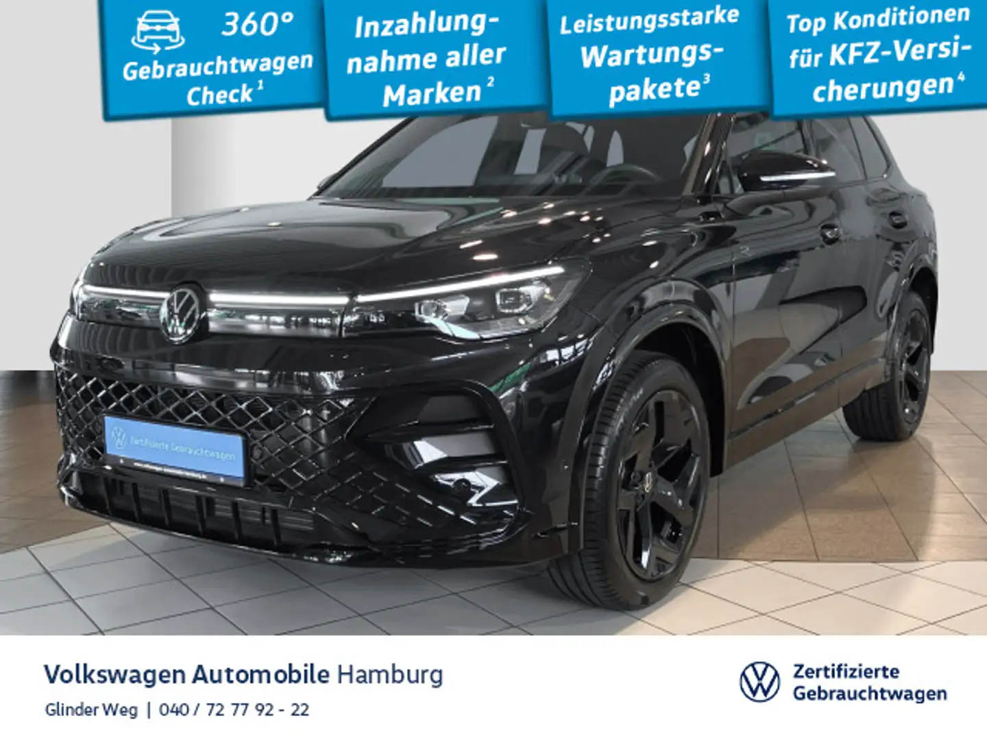 Volkswagen Tiguan 2.0 TDI R-Line 4M DSG AHK Kamera Pano Hea Schwarz - 1