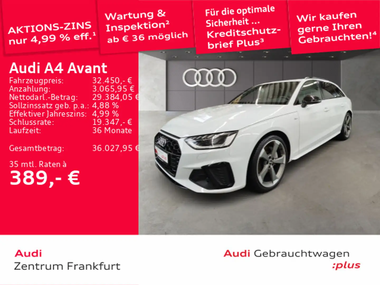 Audi A4 40 TFSI quattro S tronic S line MatrixL Weiß - 1