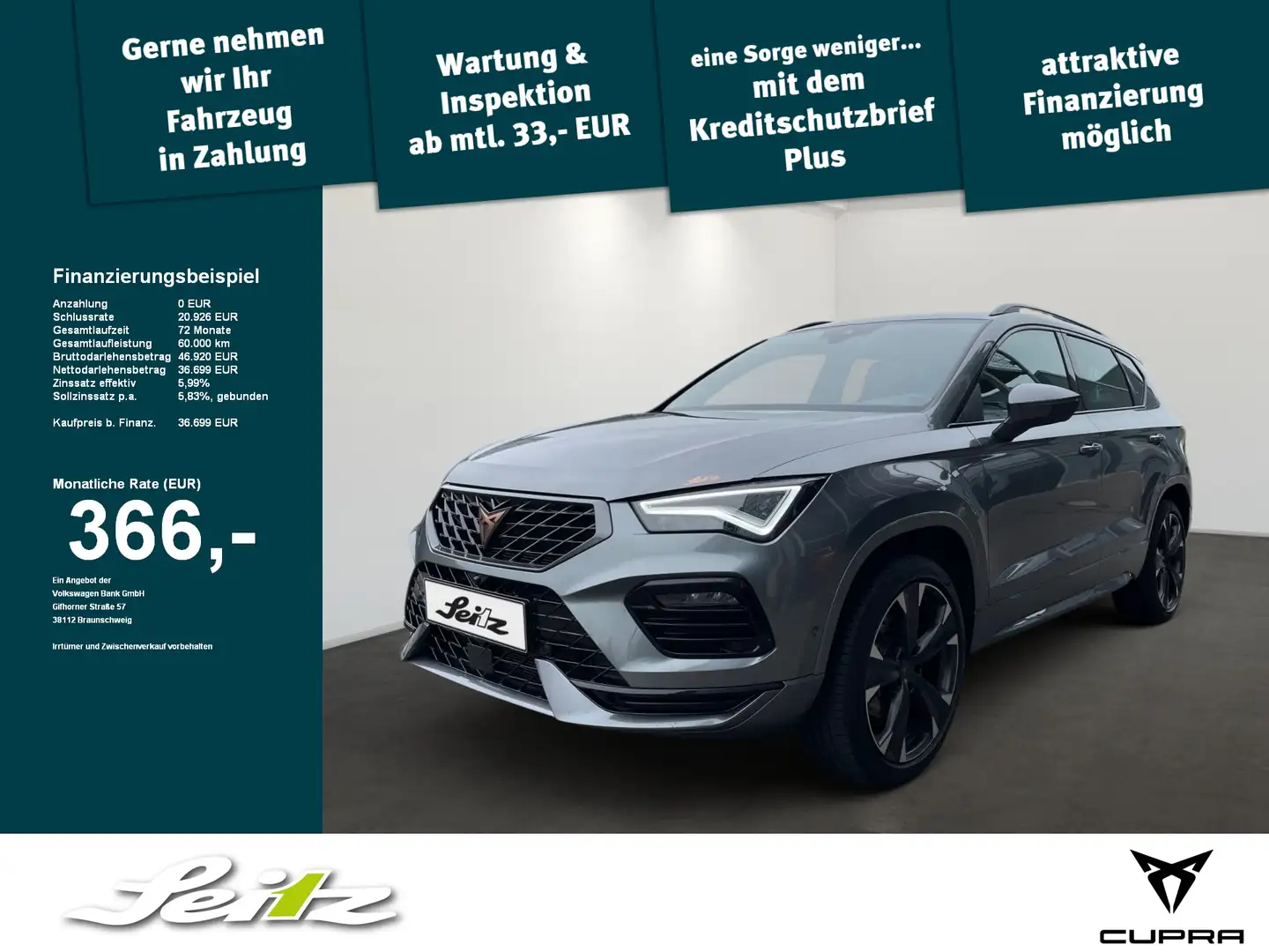 CUPRA Ateca 2.0 TSI 4Drive *AHK*LED*KAMERA*NAVI* Gris - 1