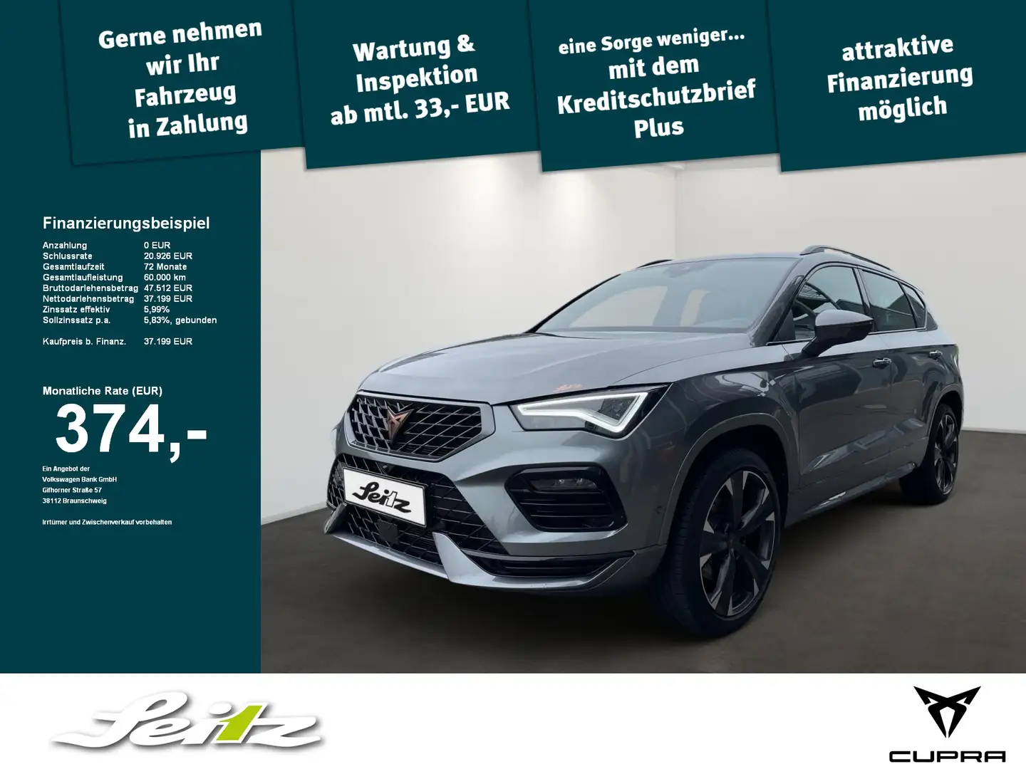 CUPRA Ateca 2.0 TSI 4Drive *AHK*LED*KAMERA*NAVI* Grau - 1