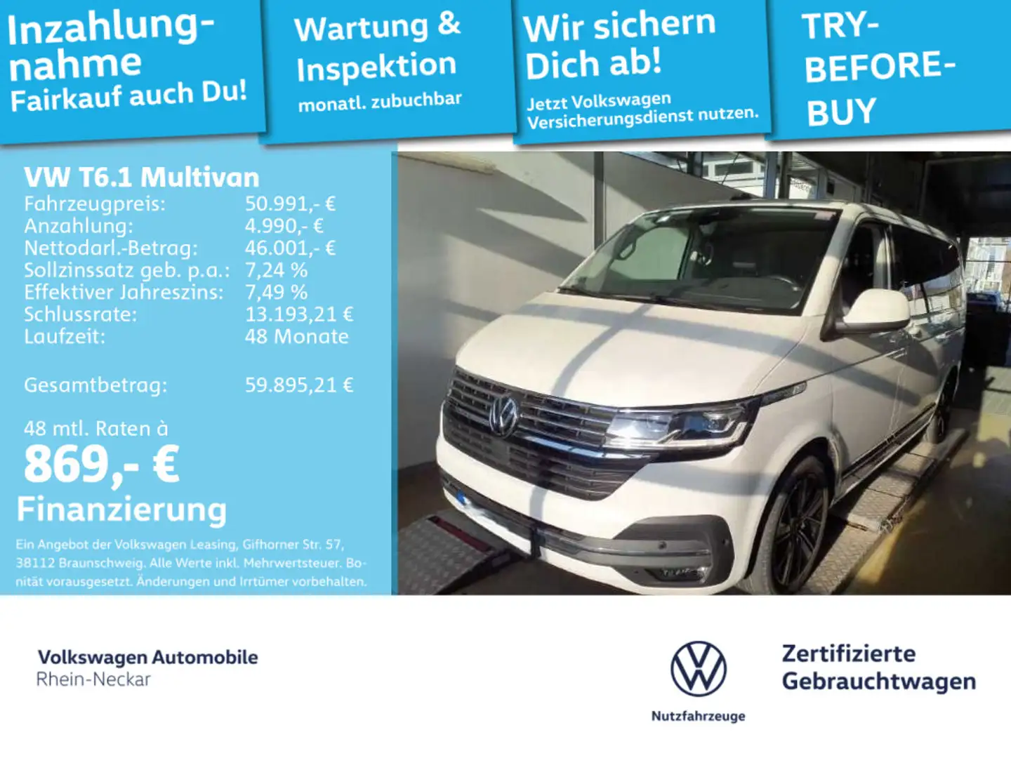 Volkswagen T6.1 Multivan Generation Six 4M LED Navi DSG vie Weiß - 1