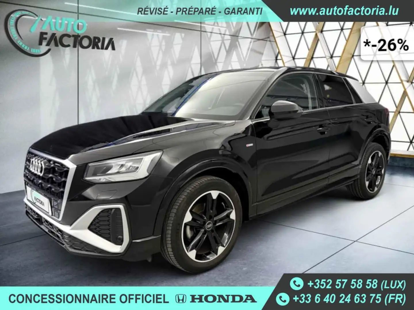 Audi Q2 -26% 30 TFSI 110cv SLINE +GPS+CAM+FULL LED+Options Noir - 1