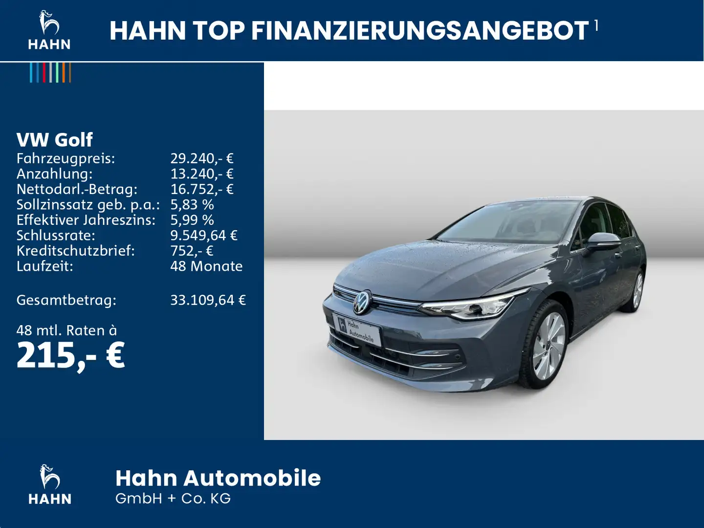 Volkswagen Golf VIII 1.5eTSI DSG Style AHK Cam HuD LED+ Nav Grau - 2