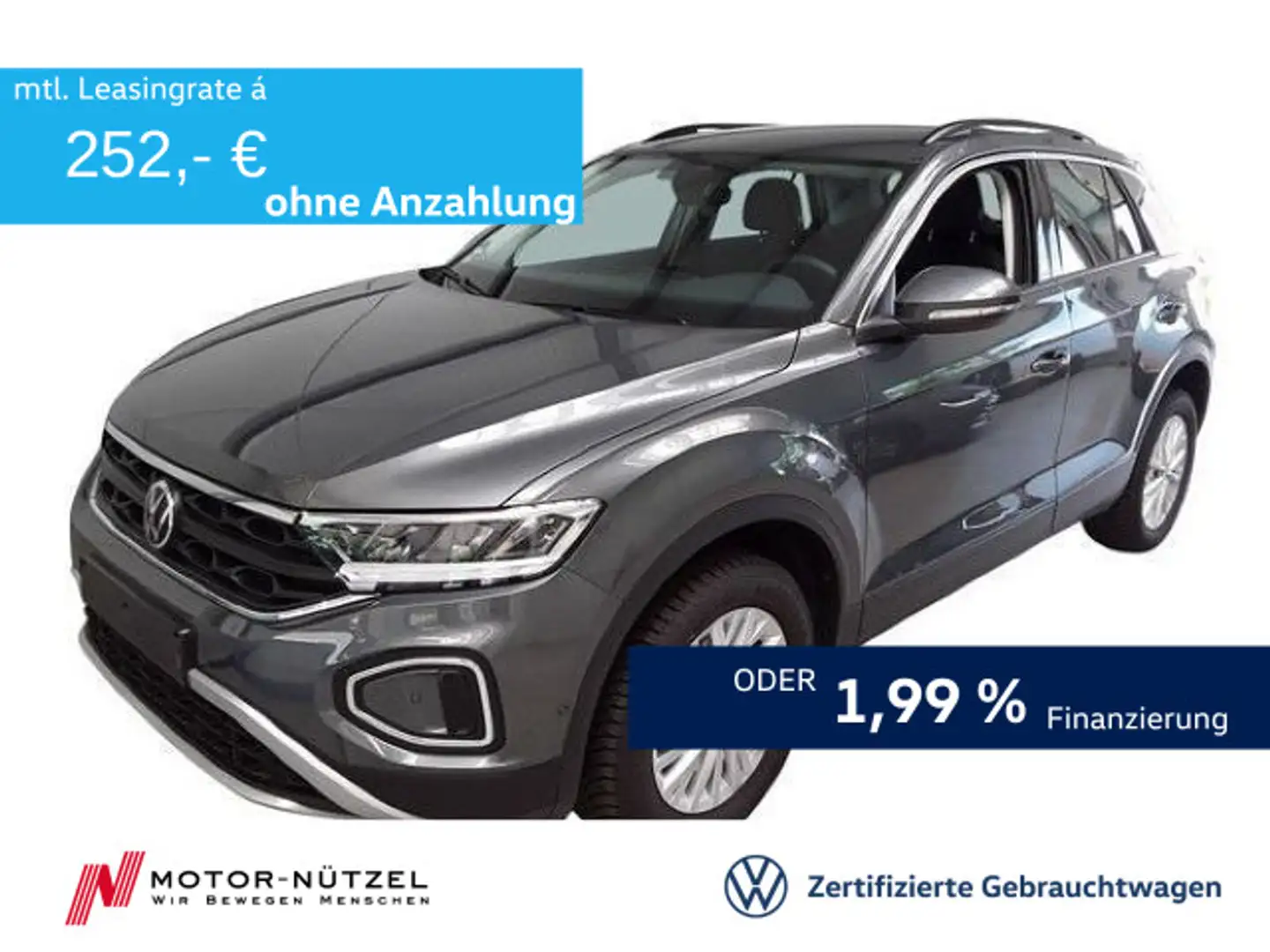Volkswagen T-Roc 1.0 TSI LIFE 5JG+LED+NAVI+AHK+ACC+DAB+SHZ Grigio - 1