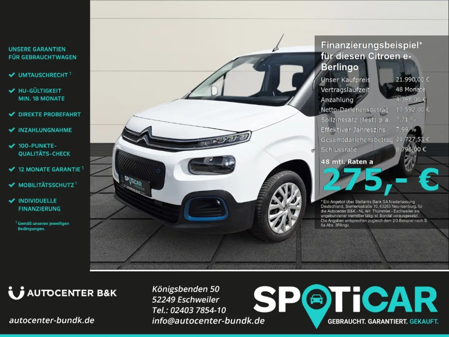 Citroen Berlingo M Elektromotor 136 FEEL Klima Android Auto Apple C Weiß - 1