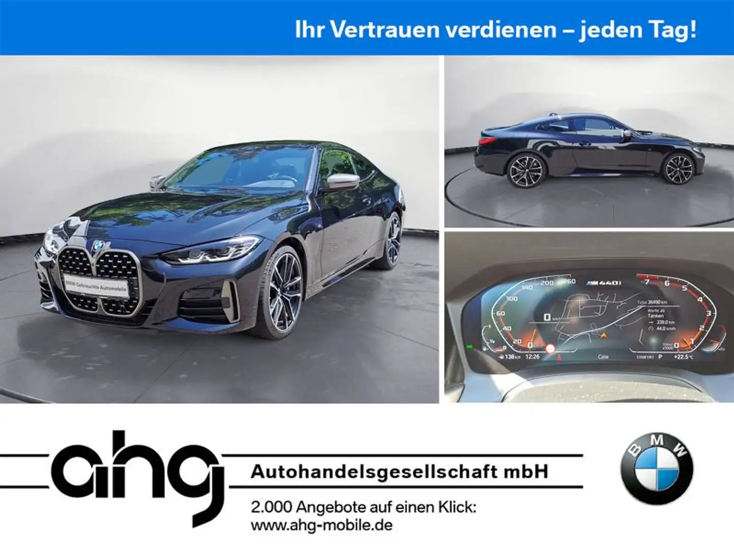 BMW M440i xDrive Coupe Sport Aut. Klimaaut. AHK RFT Noir - 1
