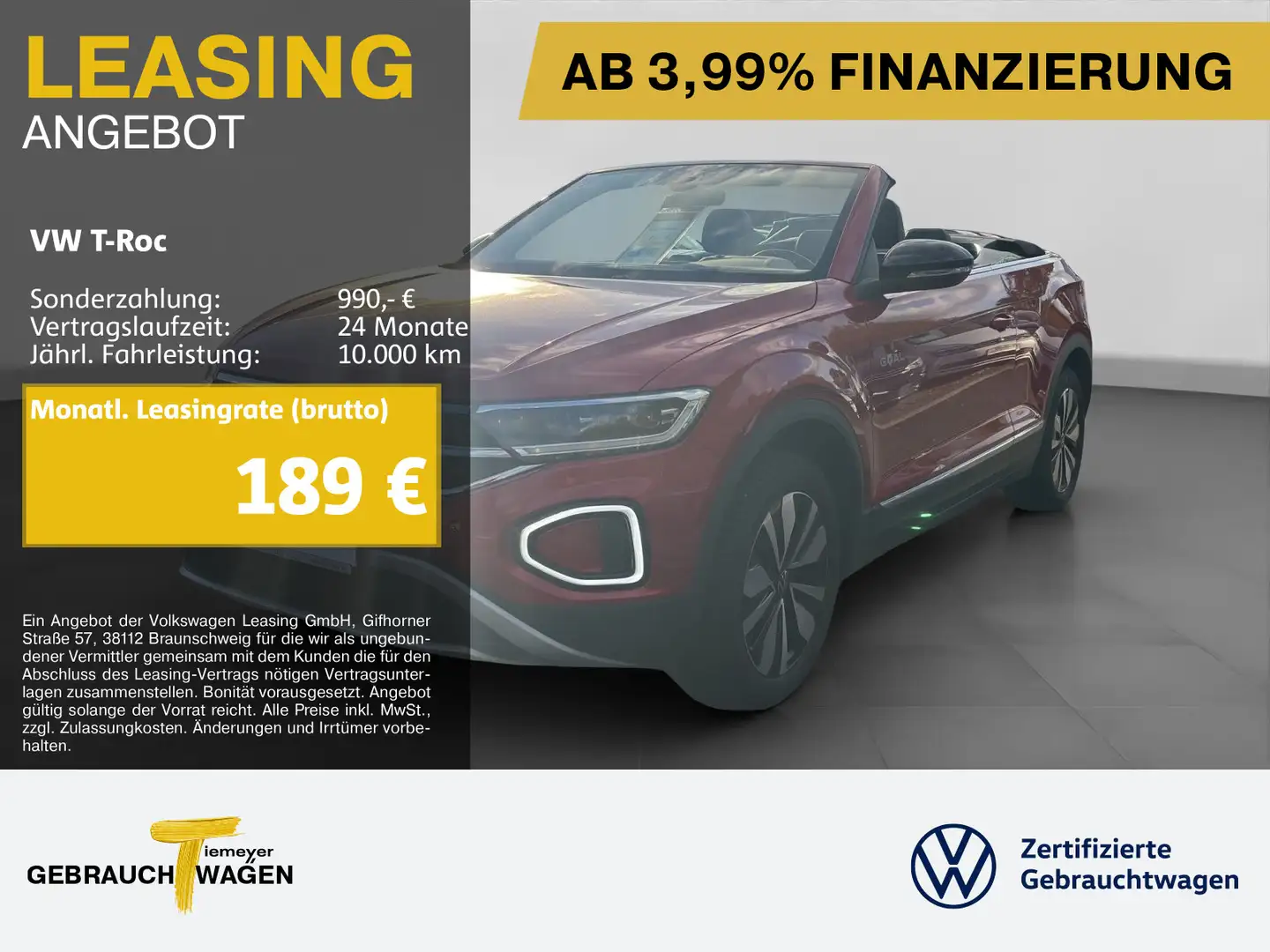 Volkswagen T-Roc Cabrio 1.0 TSI GOAL LED+ NAVI ASSIST KAMER Rot - 1