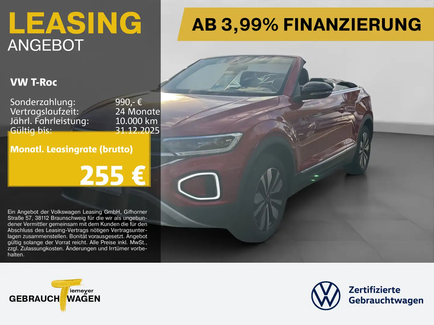 Volkswagen T-Roc Cabrio 1.0 TSI GOAL LED+ NAVI ASSIST KAMER Rot - 1