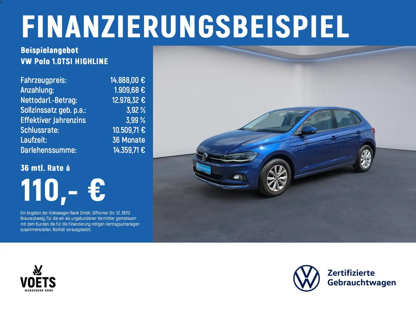 Volkswagen Polo 1.0TSI HIGHLINE LED+PDC+Sitzhzg. Blue - 2