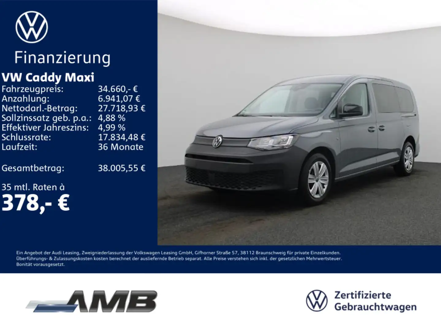 Volkswagen Caddy Kombi 2.0 TDI DSG/AHK/7Sitze/03.30Gar Grau - 1