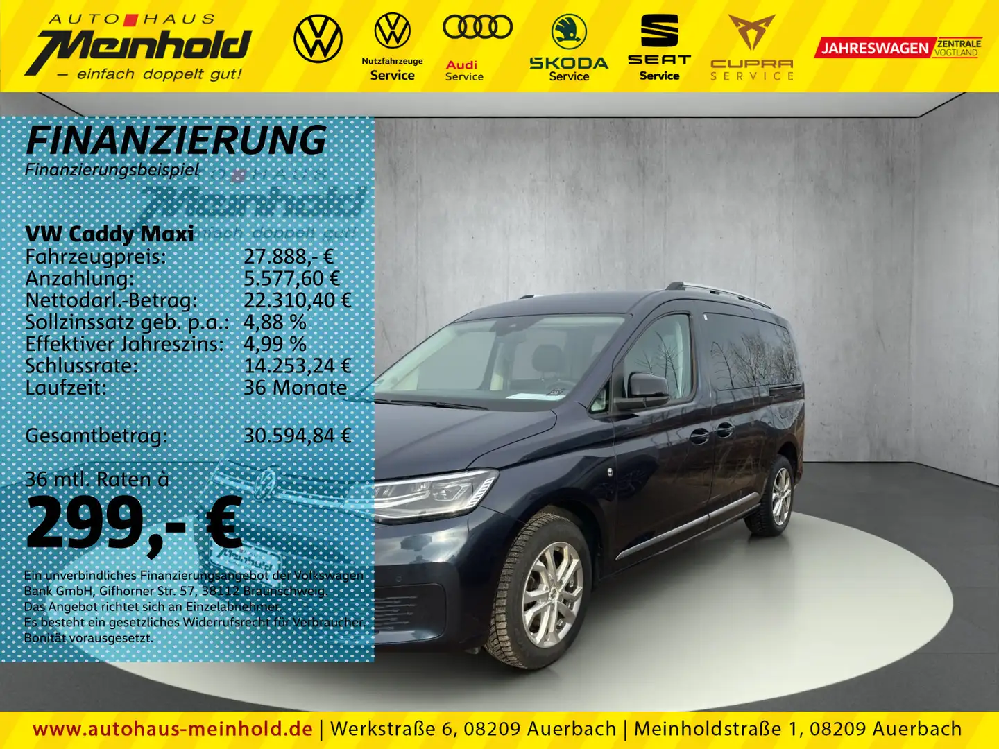 Volkswagen Caddy 1.5 TSI Style, LED, Kamera, ACC, Navi Blau - 1
