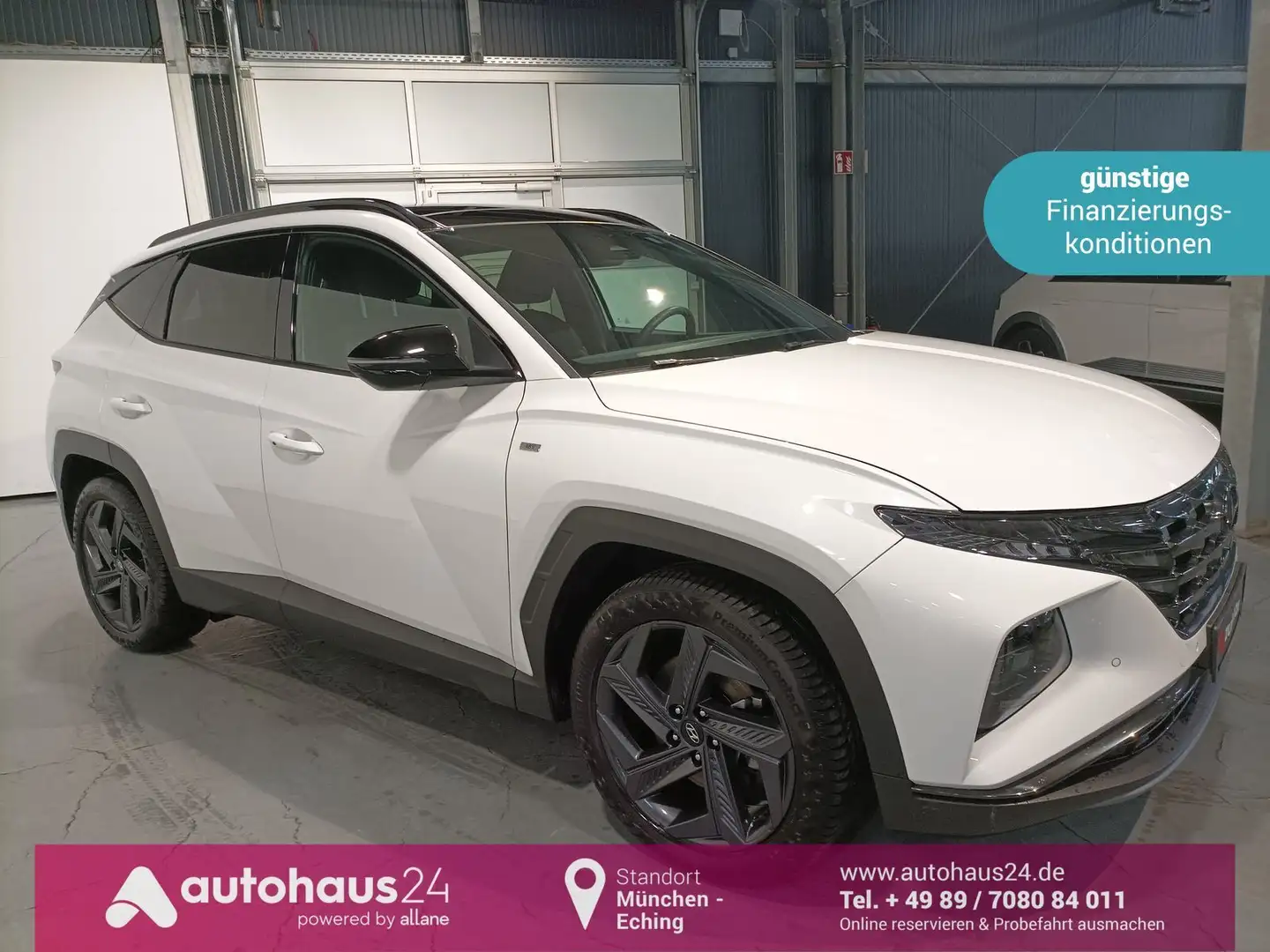 Hyundai TUCSON 1.6 T-GDI Blackl. 4WD|LED|Navi|Panorama Weiß - 1