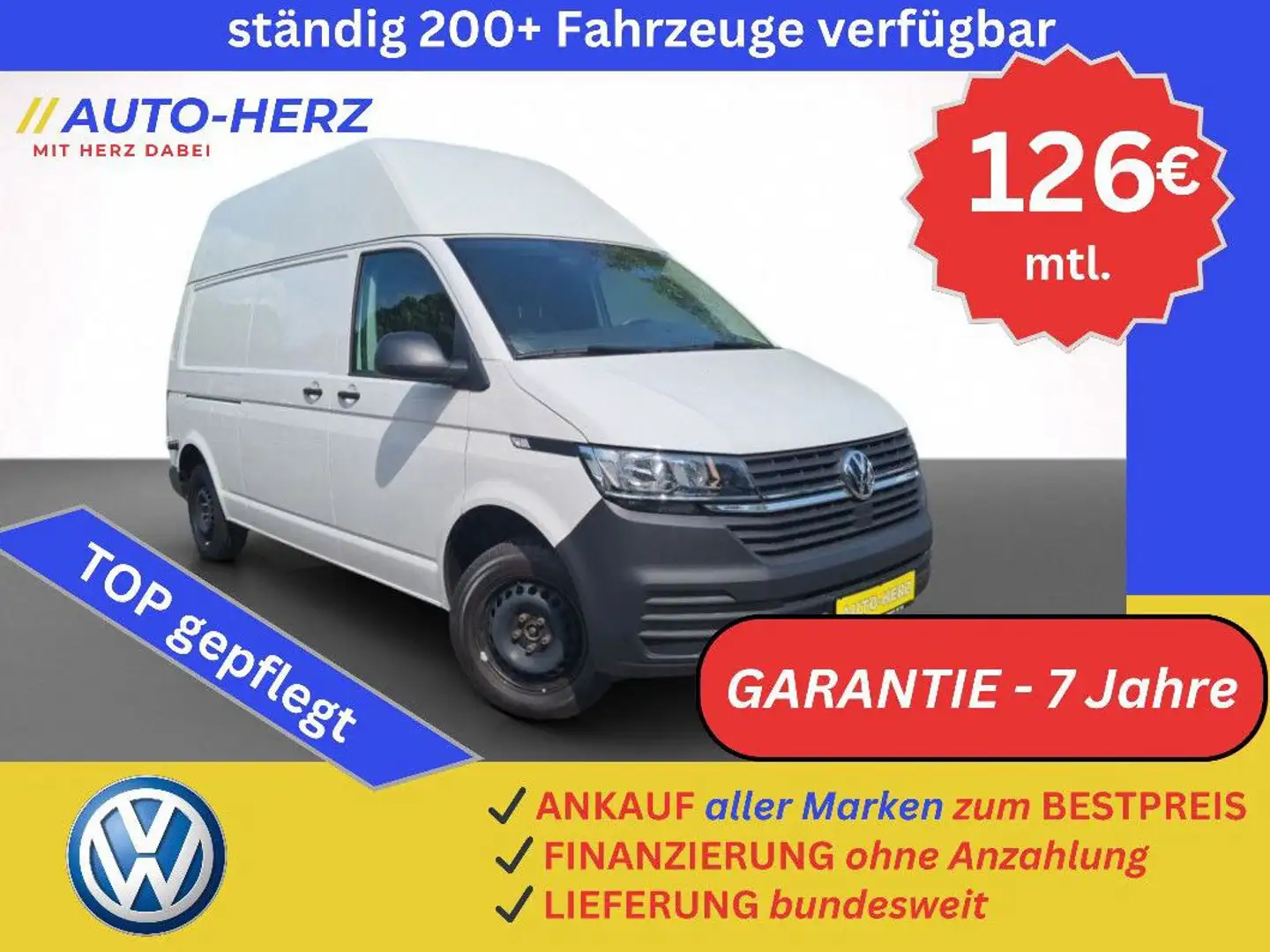 Volkswagen T6 Transporter L2H3 *AUTOMATIK-KLIMA-PDC-DAB* Weiß - 1